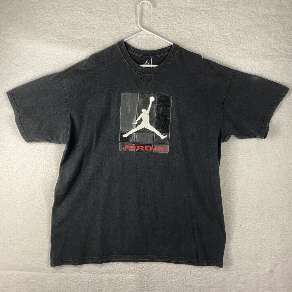 Vintage Jordan T Shirt Mens‎ Size XXL Faded Black Jumpman Spellout Basketball